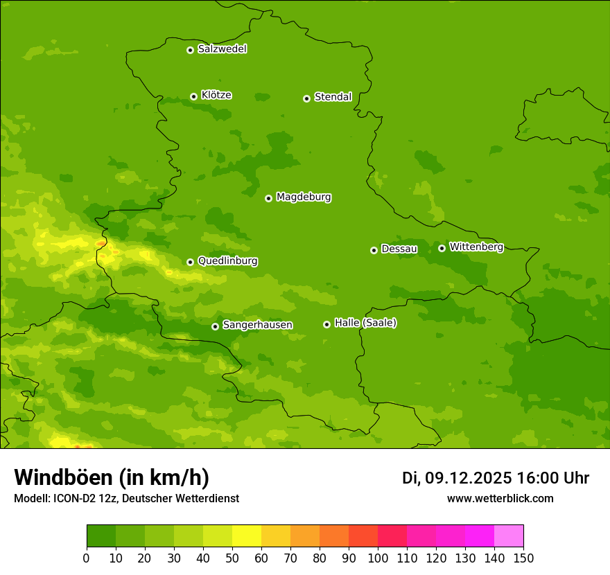 Modellkarten Windgeschwindigkeit