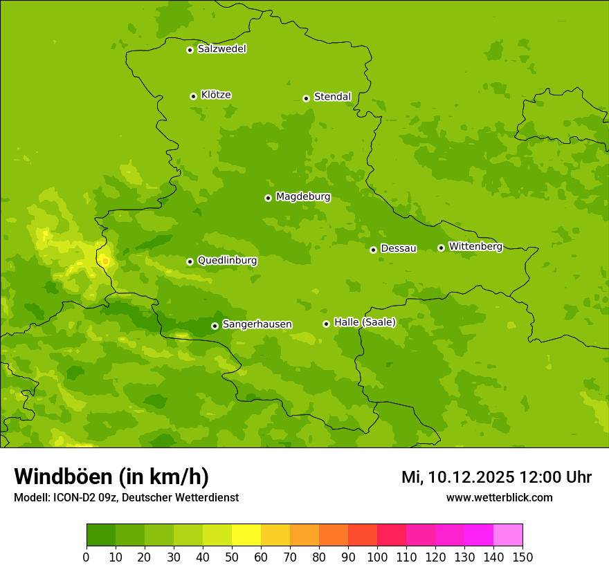 Modellkarten Windgeschwindigkeit