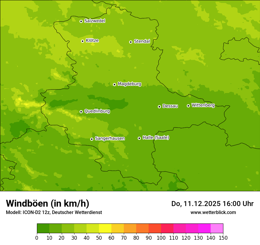 Modellkarten Windgeschwindigkeit
