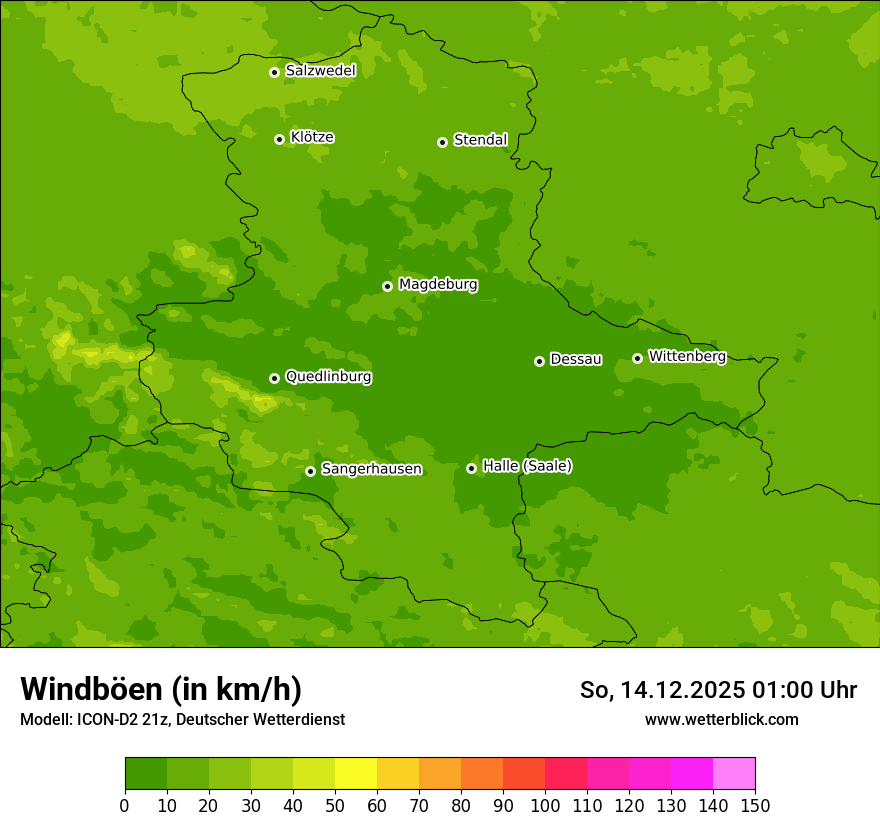 Modellkarten Windgeschwindigkeit