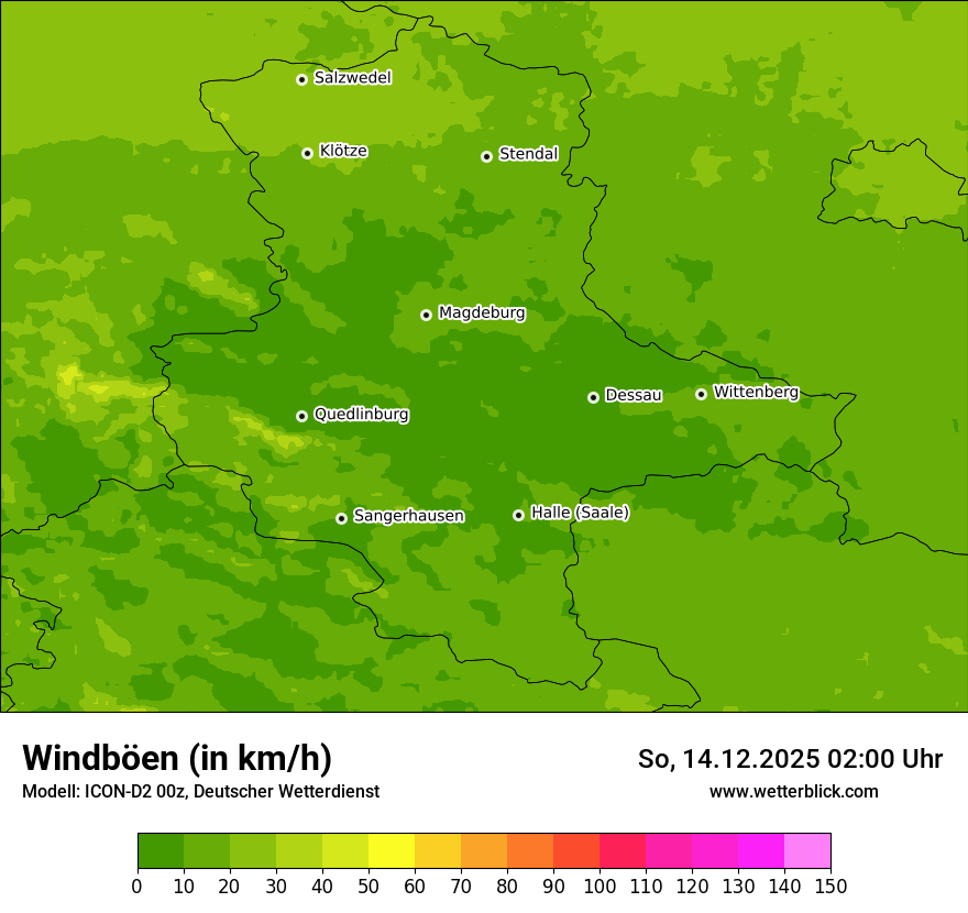 Modellkarten Windgeschwindigkeit