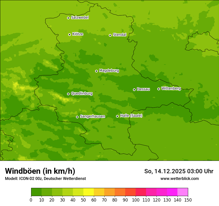 Modellkarten Windgeschwindigkeit