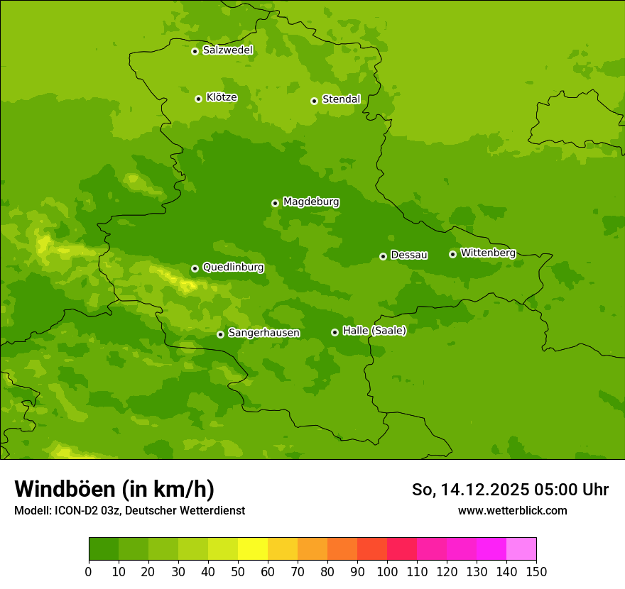 Modellkarten Windgeschwindigkeit