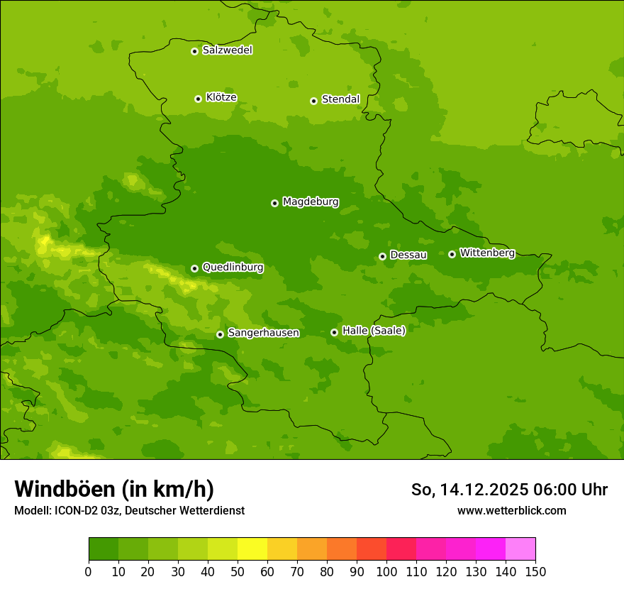 Modellkarten Windgeschwindigkeit