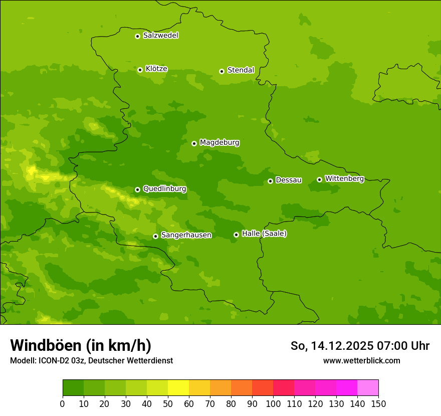 Modellkarten Windgeschwindigkeit