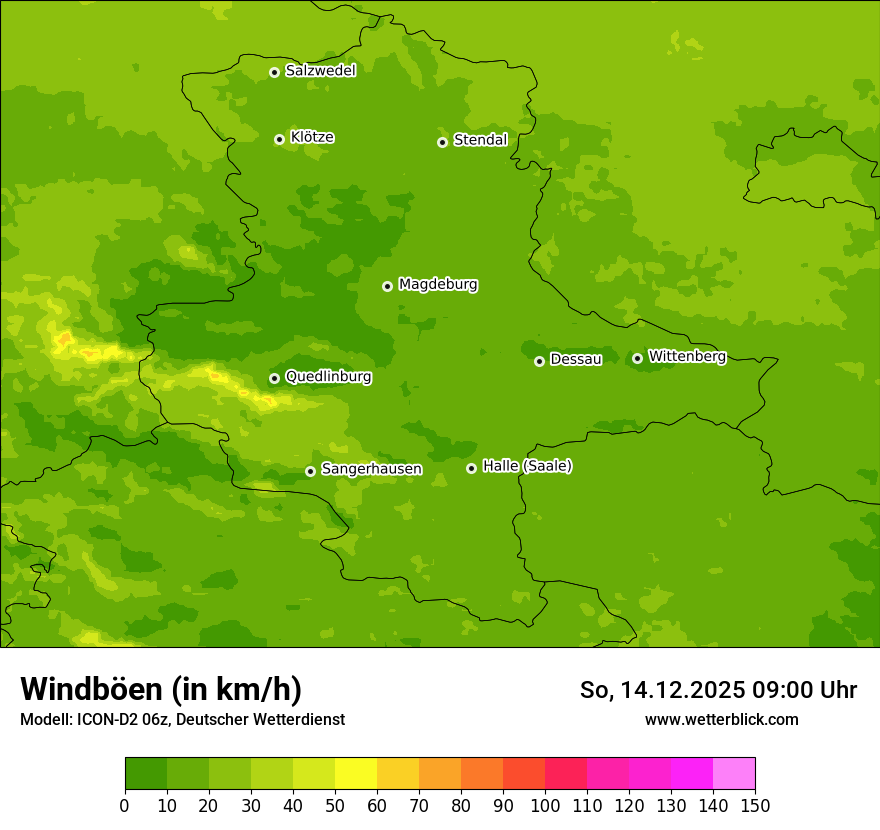 Modellkarten Windgeschwindigkeit