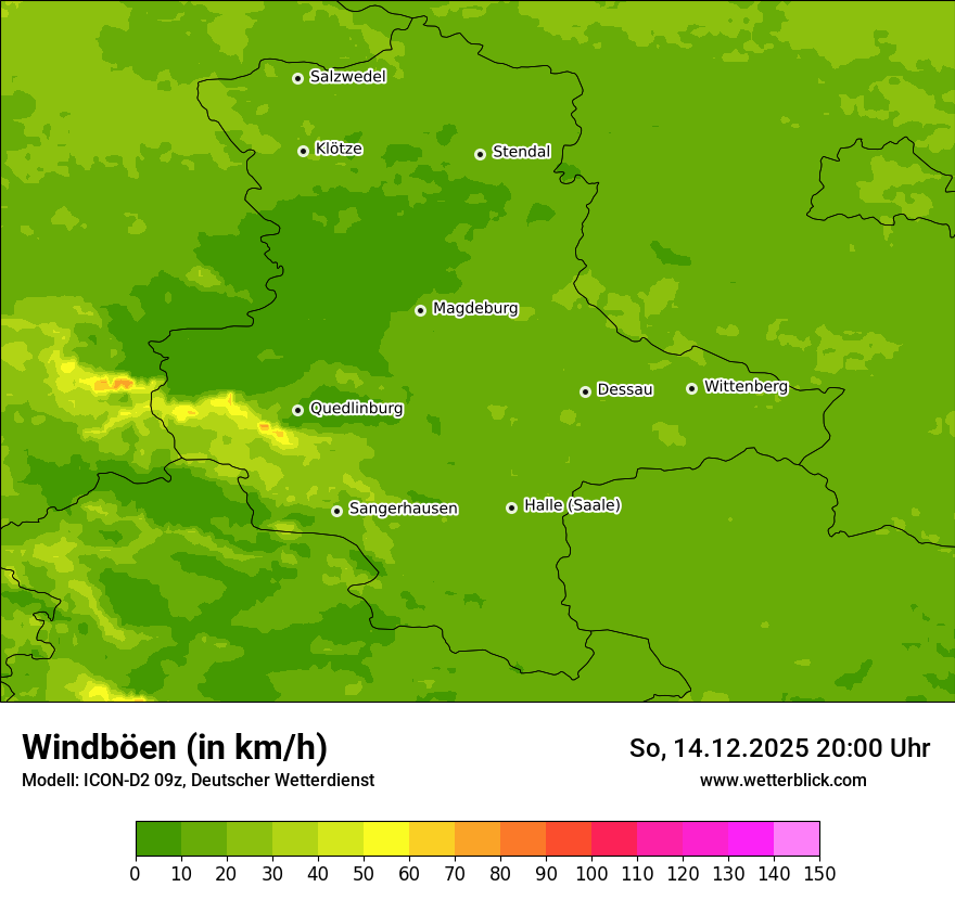 Modellkarten Windgeschwindigkeit