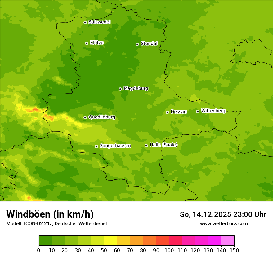 Modellkarten Windgeschwindigkeit