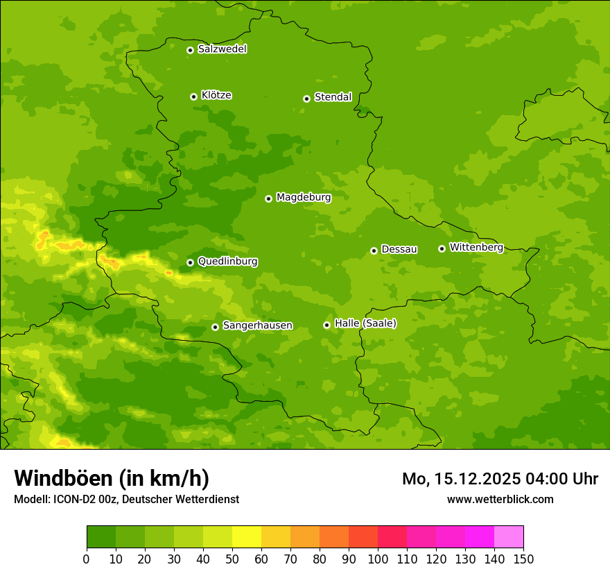 Modellkarten Windgeschwindigkeit