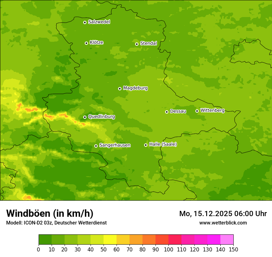 Modellkarten Windgeschwindigkeit