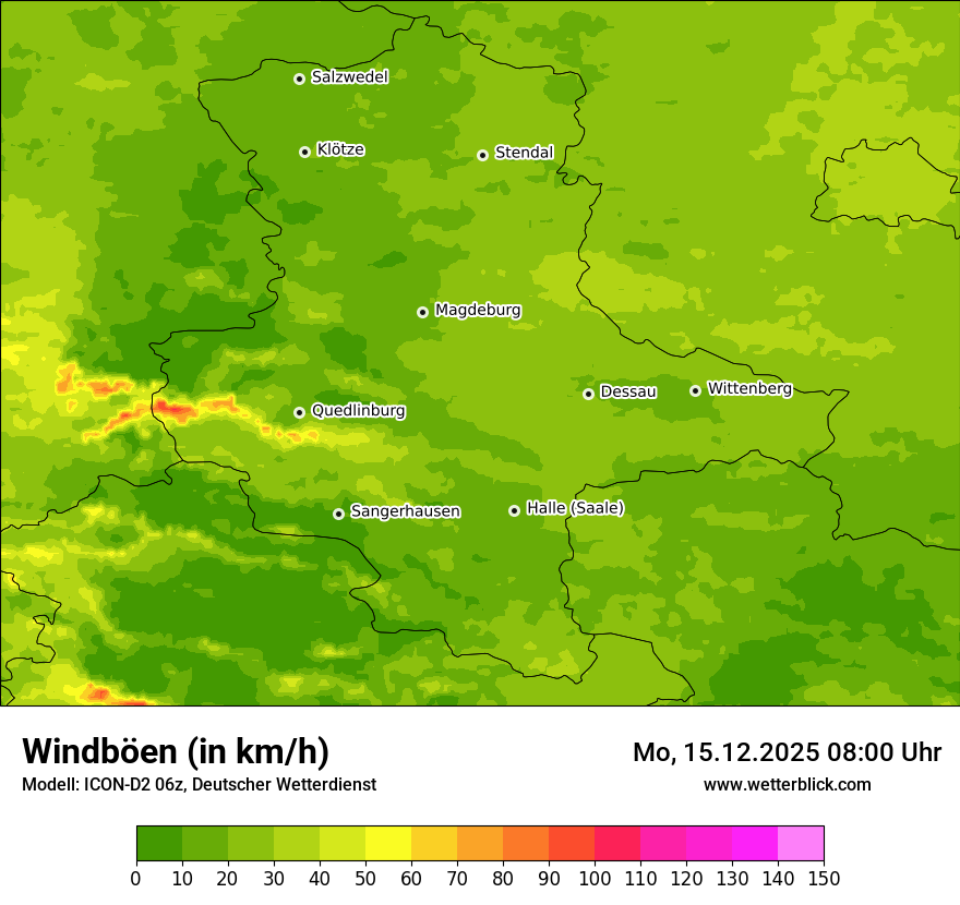 Modellkarten Windgeschwindigkeit