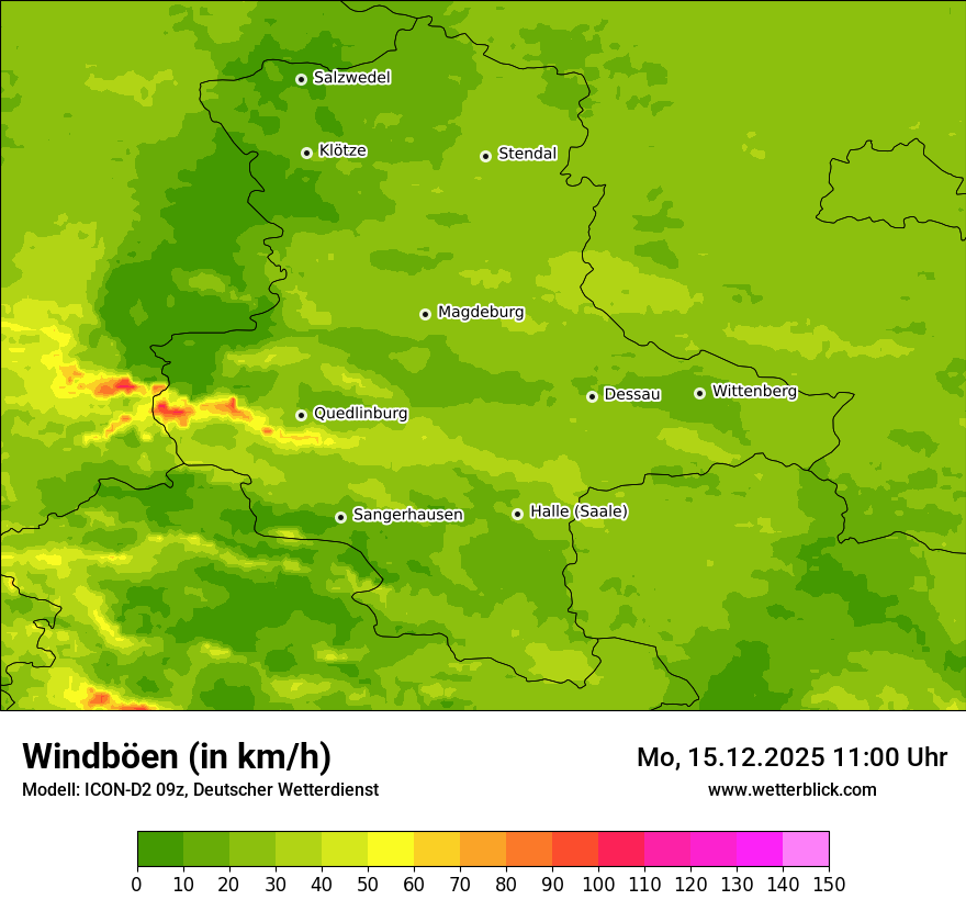 Modellkarten Windgeschwindigkeit
