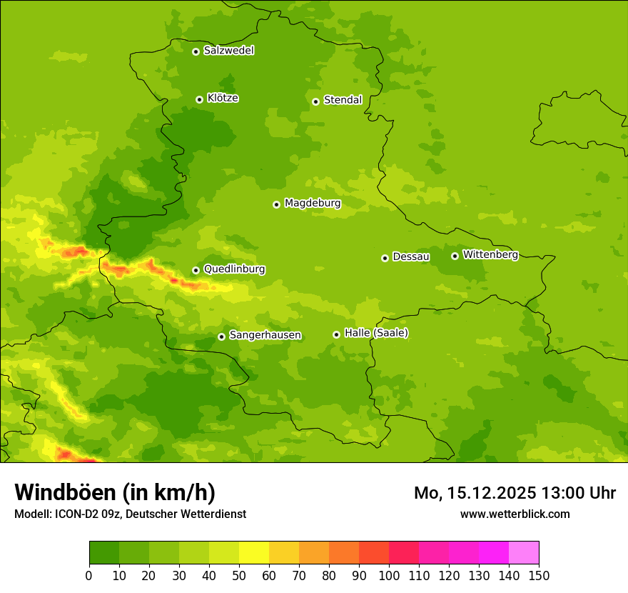 Modellkarten Windgeschwindigkeit