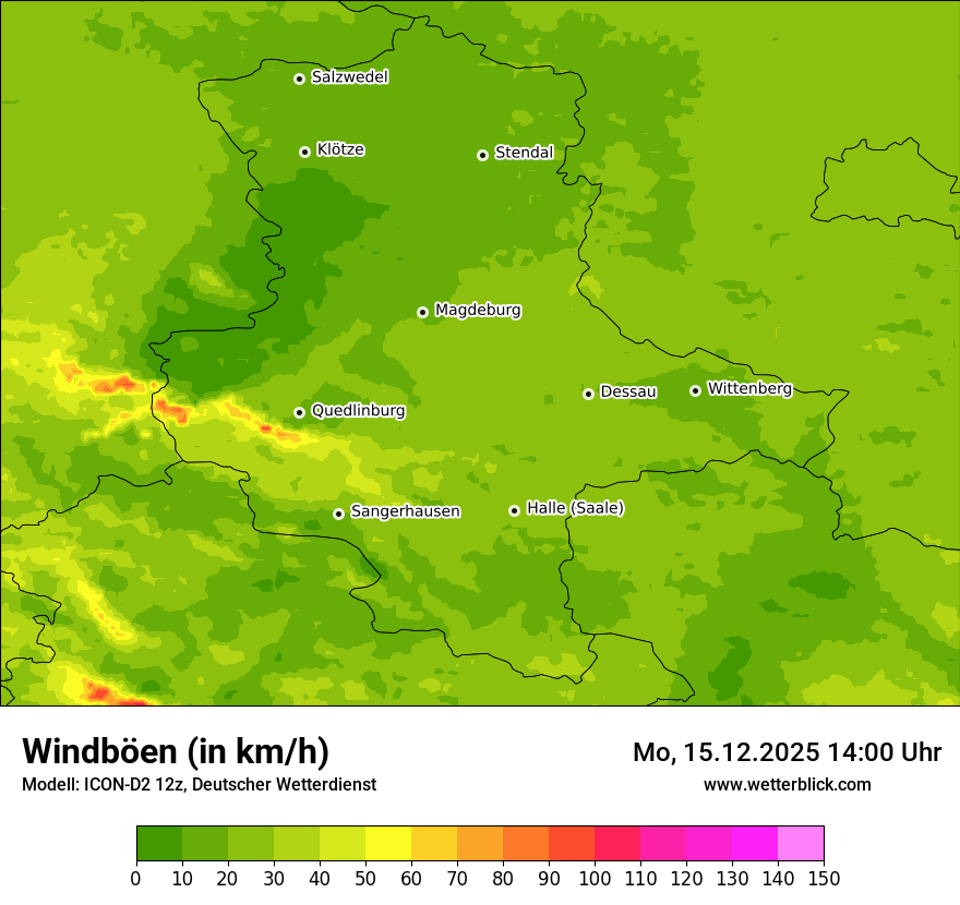 Modellkarten Windgeschwindigkeit