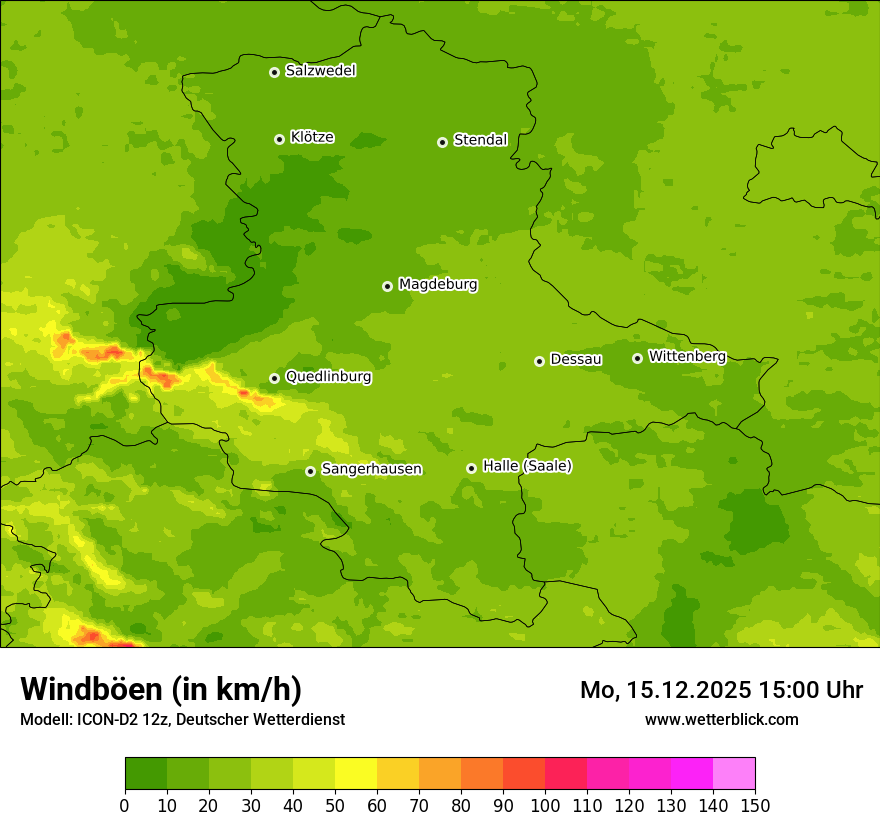 Modellkarten Windgeschwindigkeit