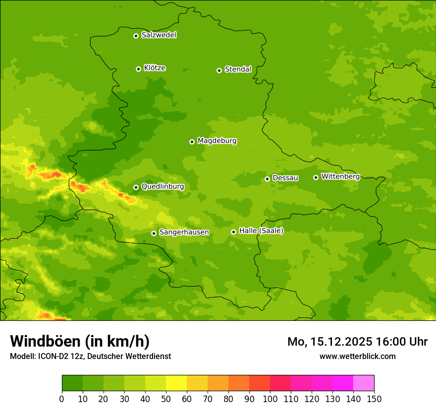 Modellkarten Windgeschwindigkeit