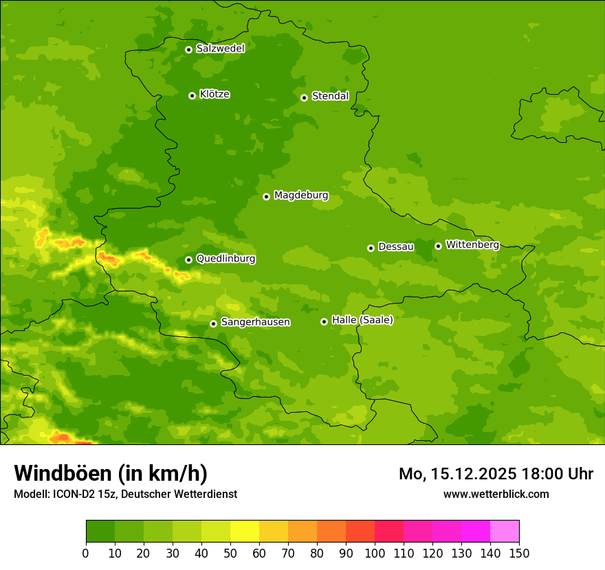 Modellkarten Windgeschwindigkeit