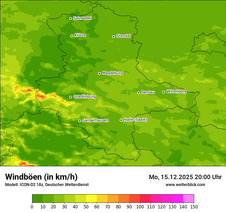 Modellkarten Windgeschwindigkeit