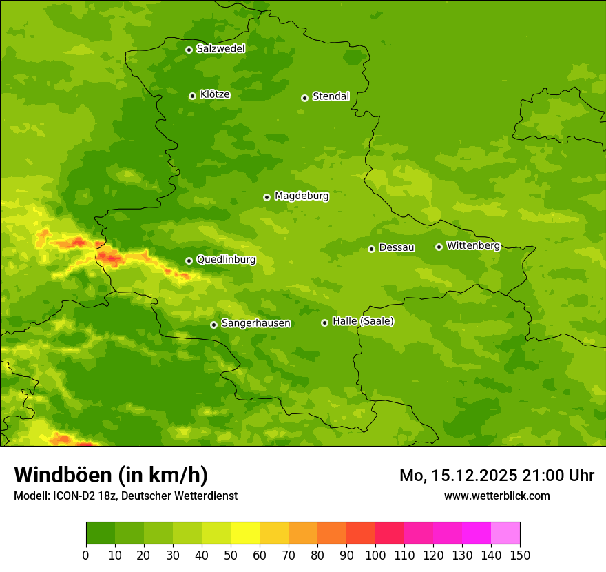 Modellkarten Windgeschwindigkeit
