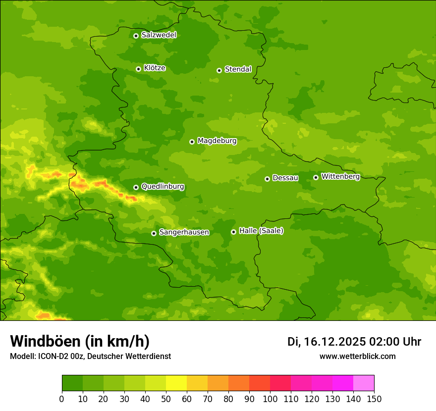 Modellkarten Windgeschwindigkeit