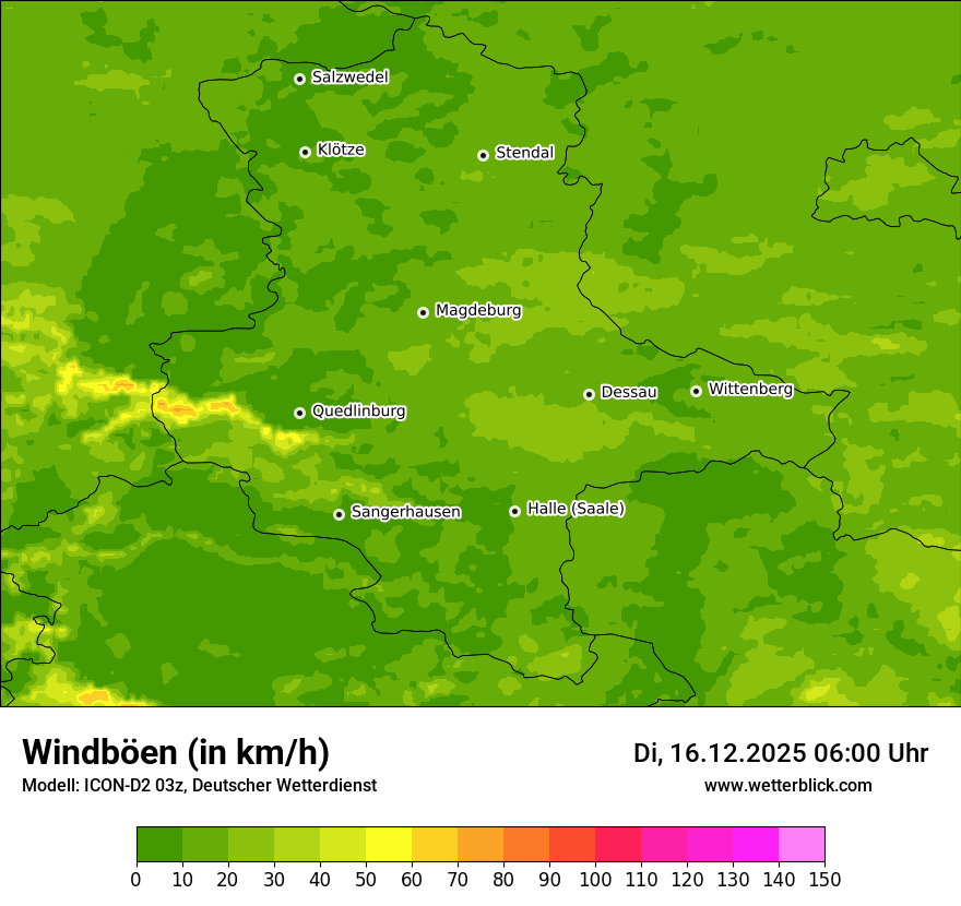 Modellkarten Windgeschwindigkeit