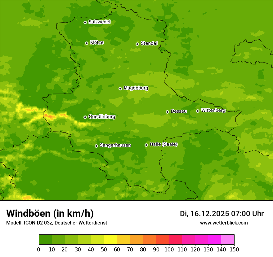 Modellkarten Windgeschwindigkeit