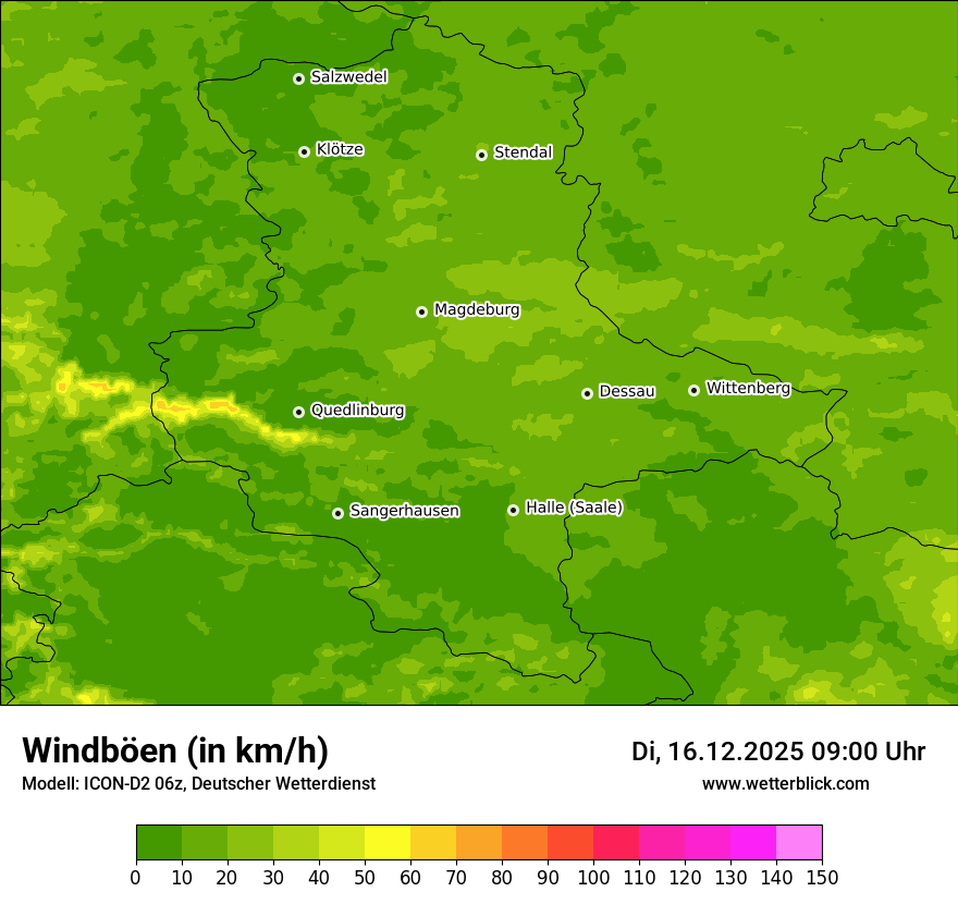 Modellkarten Windgeschwindigkeit