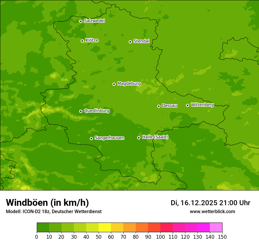 Modellkarten Windgeschwindigkeit