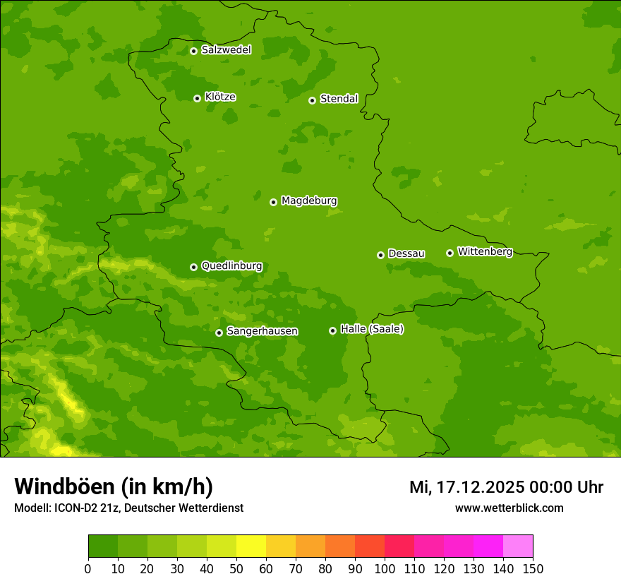 Modellkarten Windgeschwindigkeit