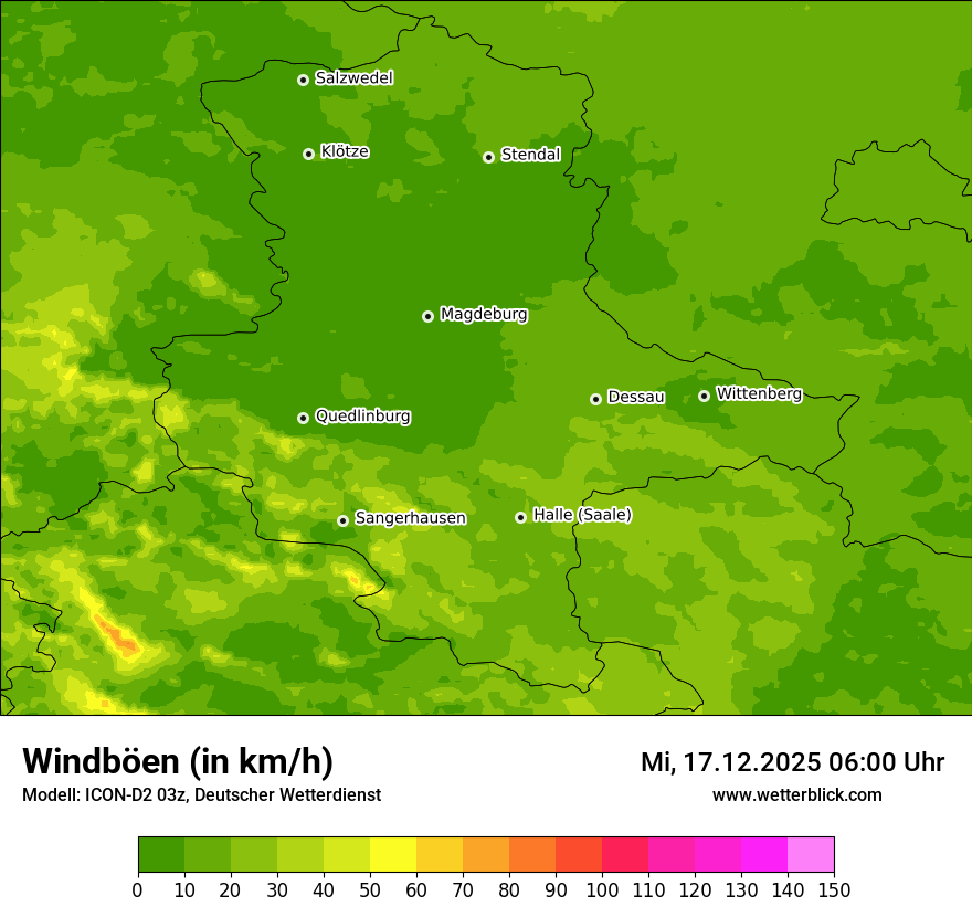 Modellkarten Windgeschwindigkeit