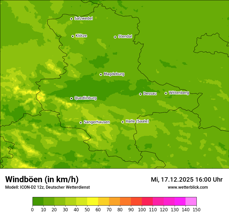 Modellkarten Windgeschwindigkeit