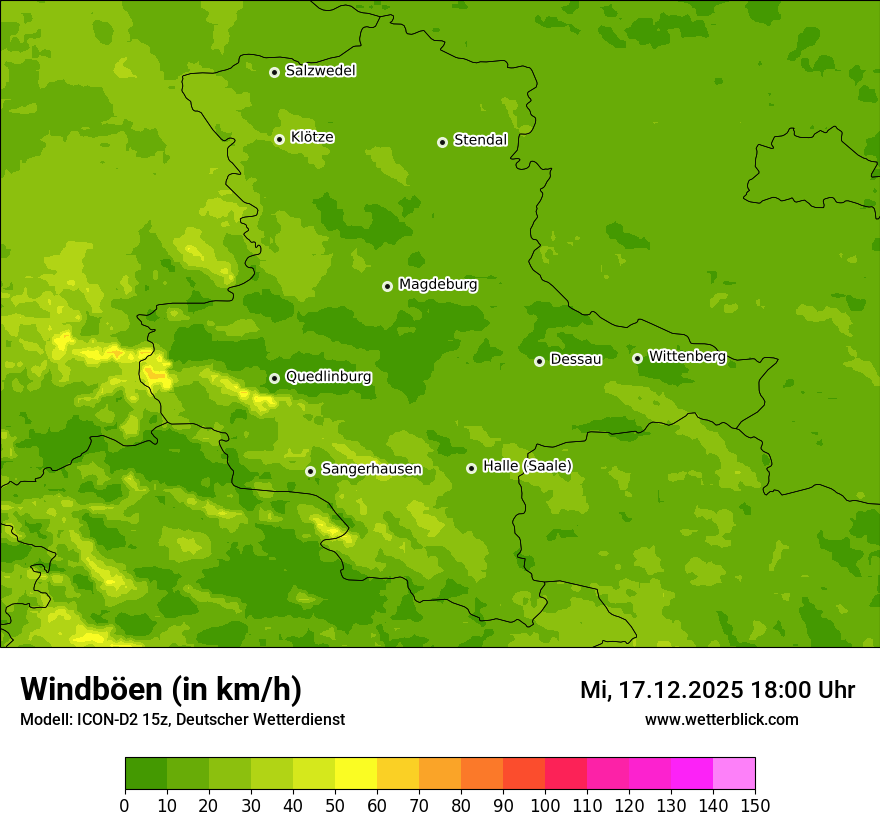 Modellkarten Windgeschwindigkeit