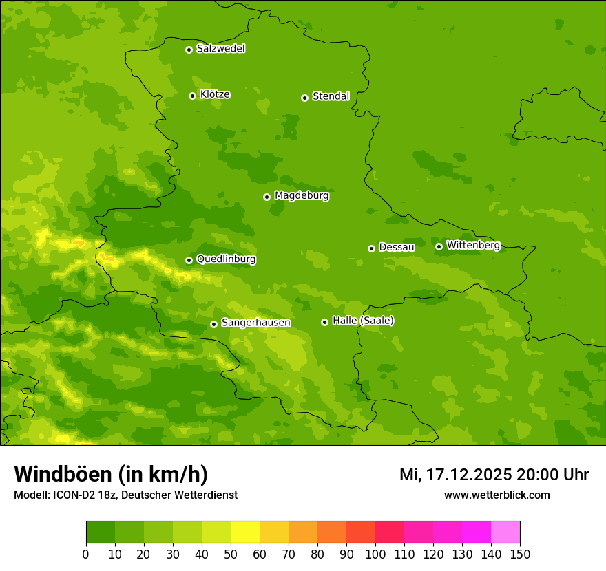 Modellkarten Windgeschwindigkeit