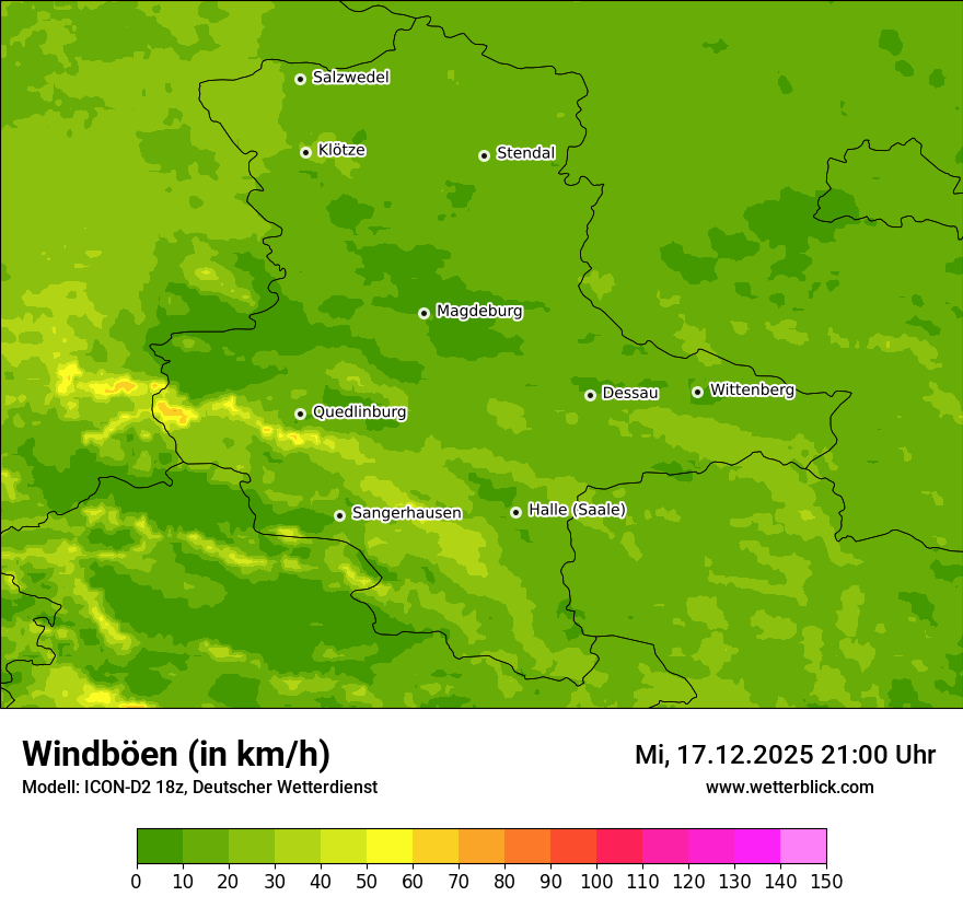 Modellkarten Windgeschwindigkeit