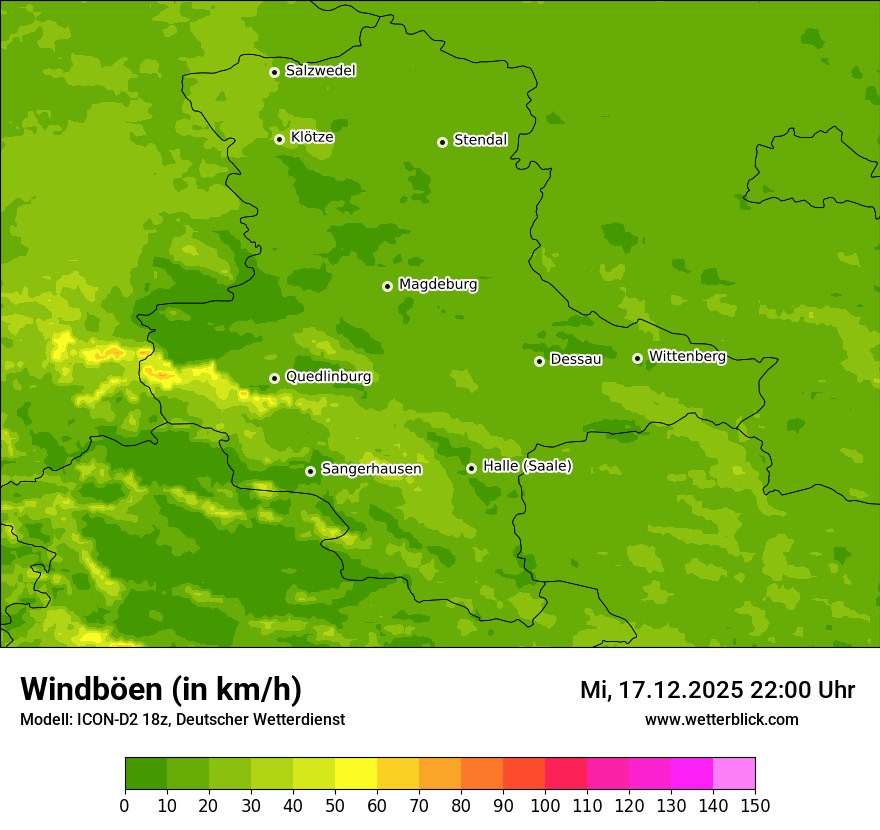 Modellkarten Windgeschwindigkeit