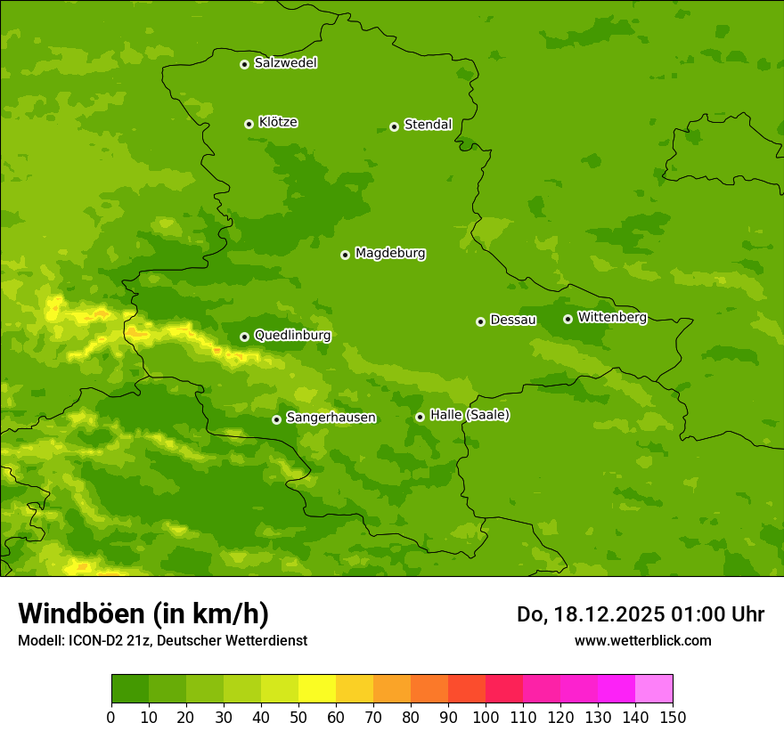 Modellkarten Windgeschwindigkeit