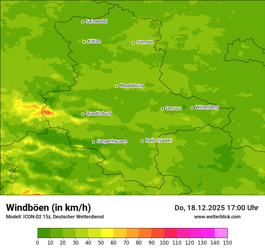 Modellkarten Windgeschwindigkeit