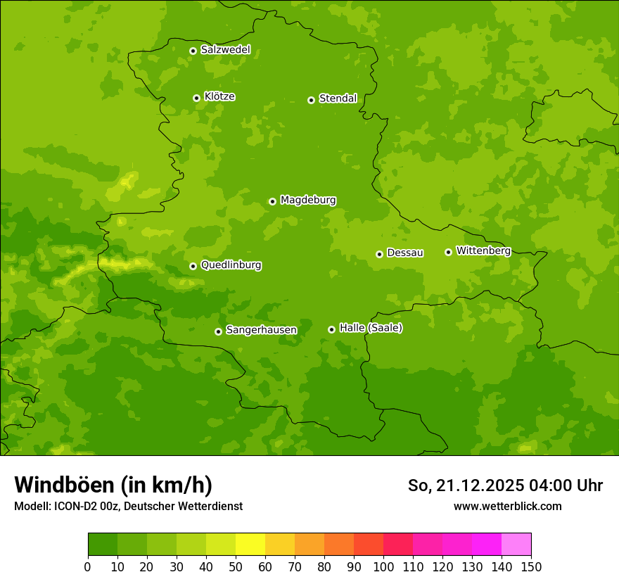 Modellkarten Windgeschwindigkeit