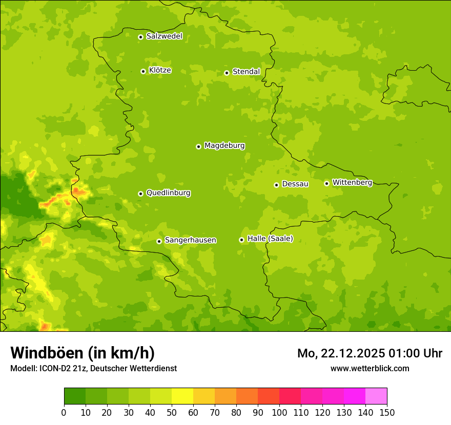 Modellkarten Windgeschwindigkeit
