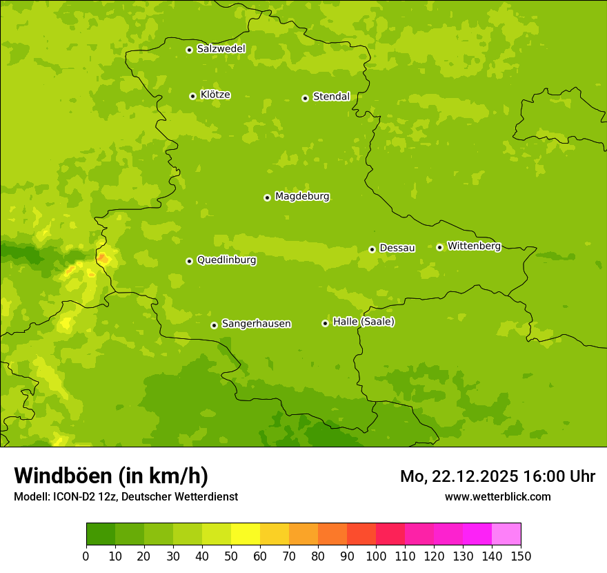 Modellkarten Windgeschwindigkeit