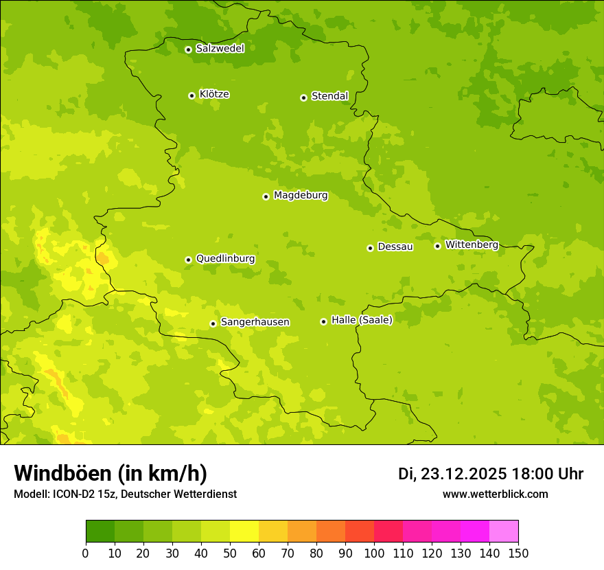 Modellkarten Windgeschwindigkeit
