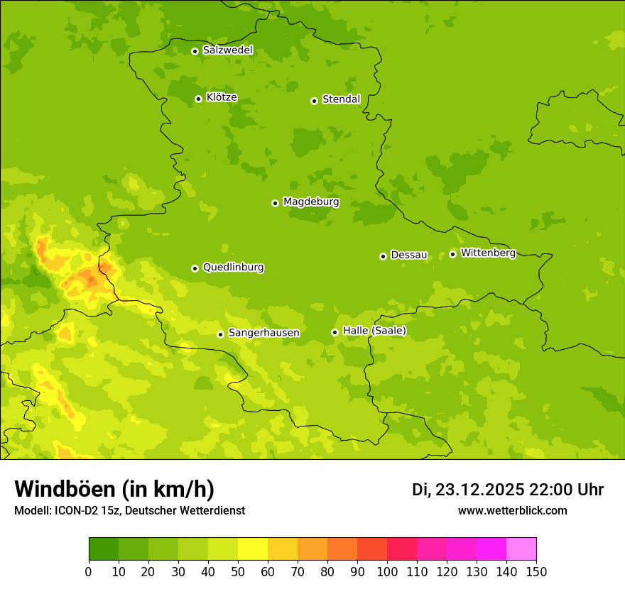 Modellkarten Windgeschwindigkeit