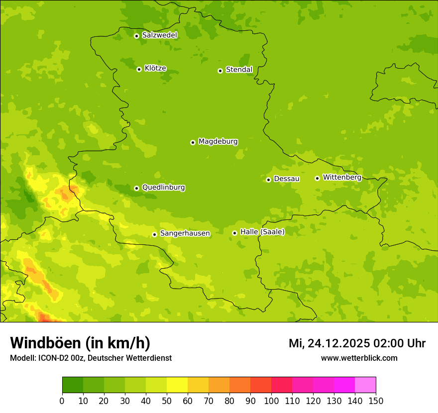Modellkarten Windgeschwindigkeit