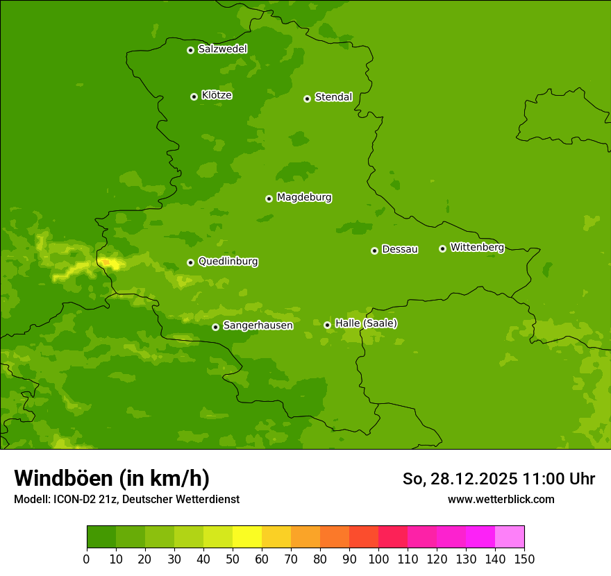 Modellkarten Windgeschwindigkeit