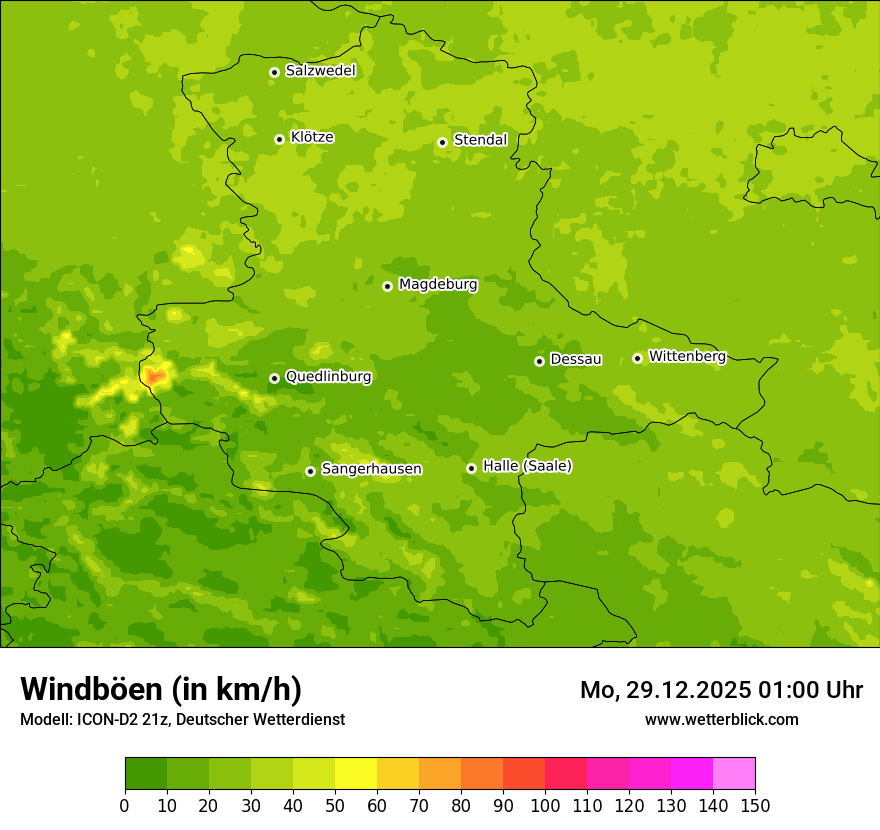 Modellkarten Windgeschwindigkeit
