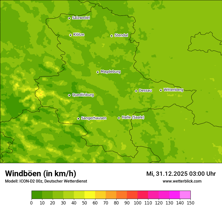 Modellkarten Windgeschwindigkeit