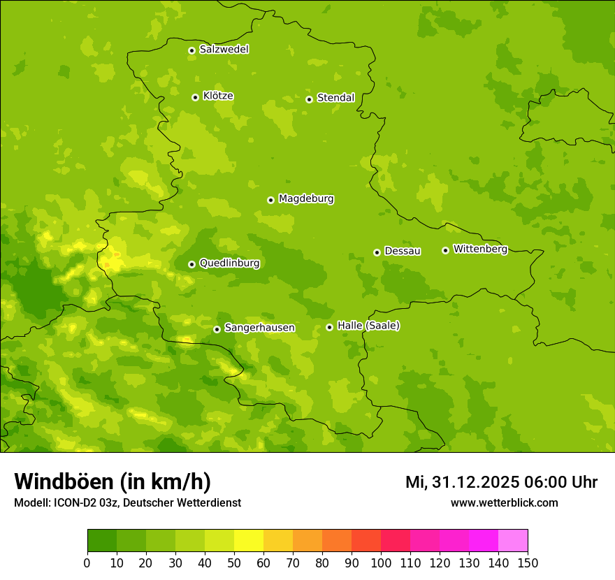Modellkarten Windgeschwindigkeit