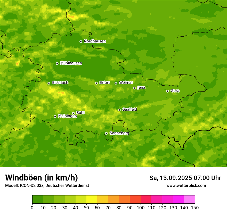 Modellkarten Windgeschwindigkeit
