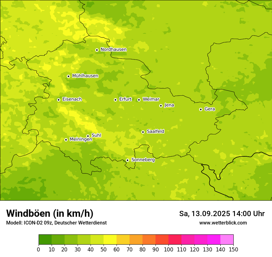 Modellkarten Windgeschwindigkeit