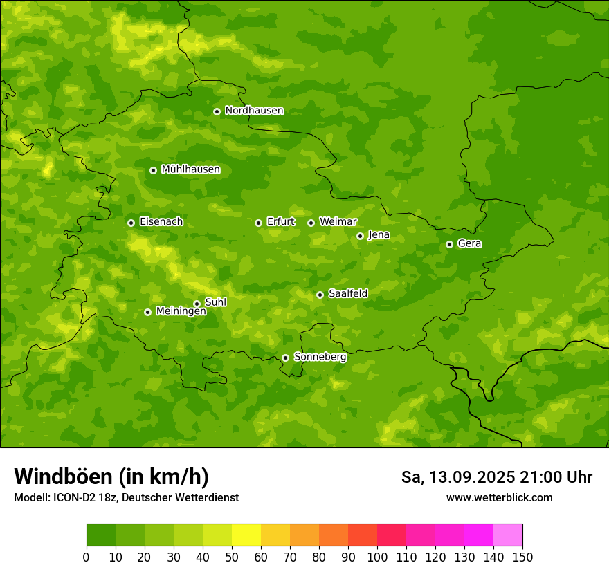 Modellkarten Windgeschwindigkeit